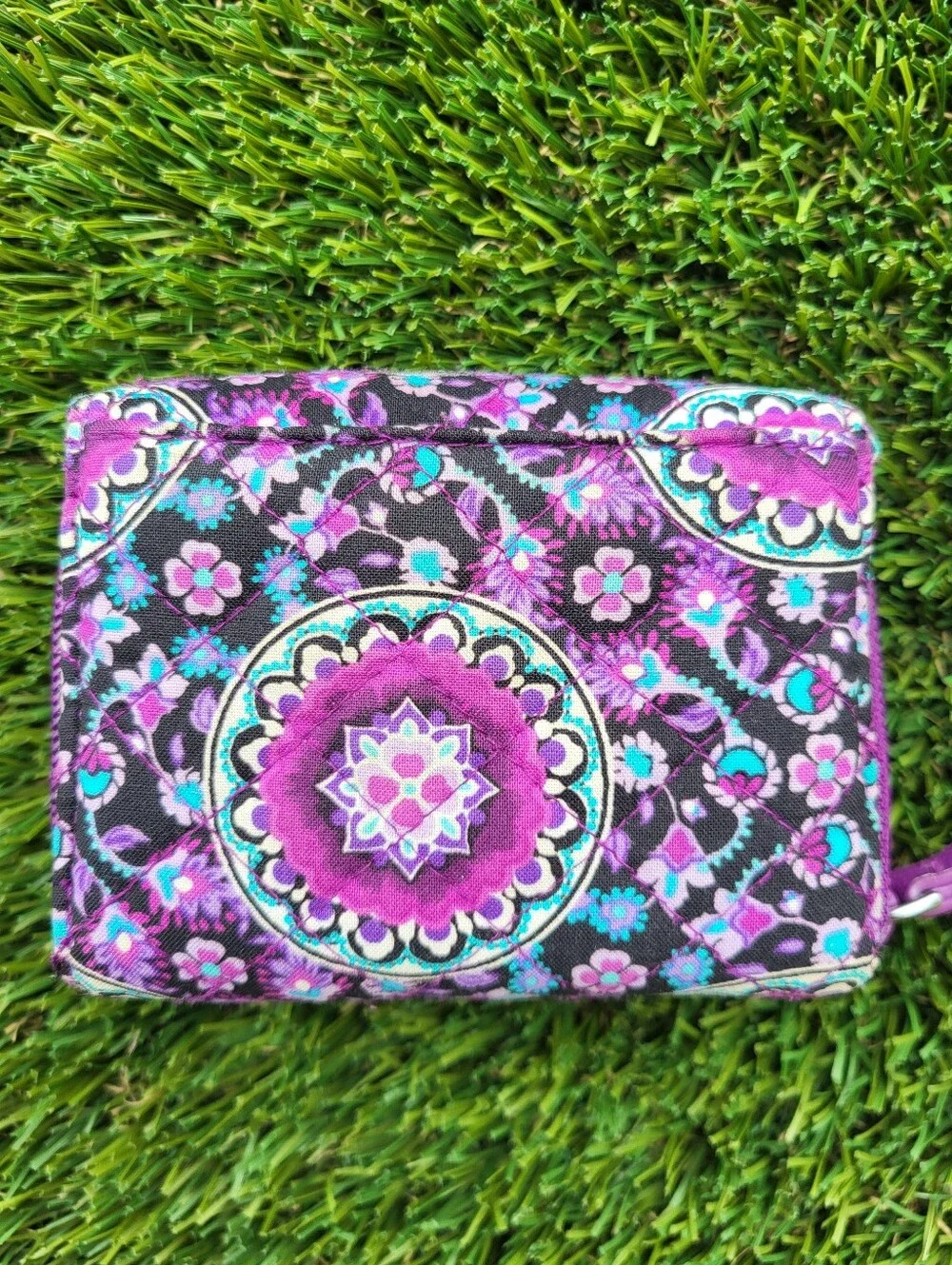 Vera Bradley RFID Retired Lilac Floral Medallion Quilted Wallet.